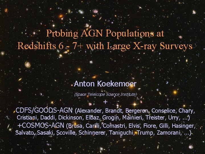 Anton Koekemoer (Space Telescope Science Institute) Anton Koekemoer (STSc. I) Extragalactic X-Ray Surveys -