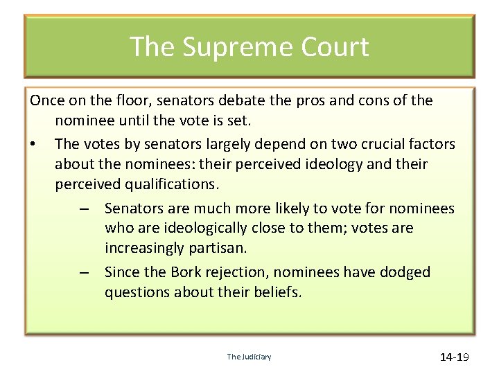 The Supreme Court Once on the floor, senators debate the pros and cons of
