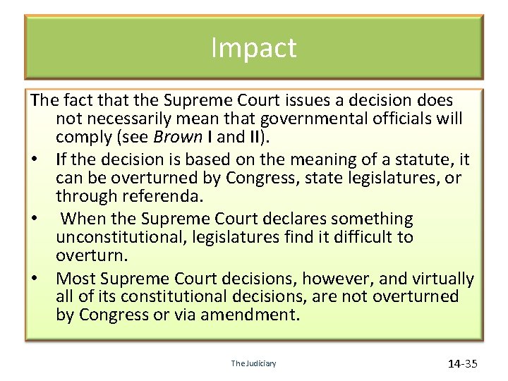 Impact The fact that the Supreme Court issues a decision does not necessarily mean