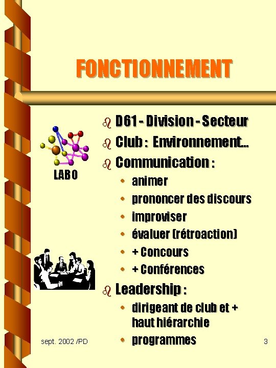 FONCTIONNEMENT b D 61 - Division - Secteur b Club : LABO Environnement. .