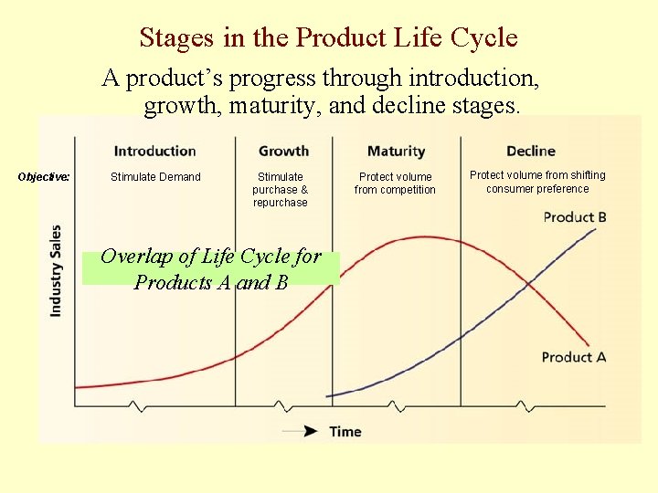 Stages in the Product Life Cycle A product’s progress through introduction, growth, maturity, and