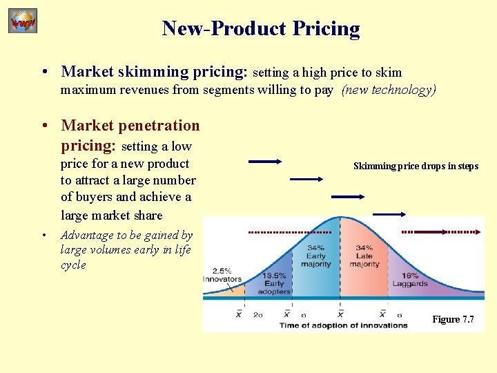 New-Product Pricing • Market skimming pricing: setting a high price to skim maximum revenues