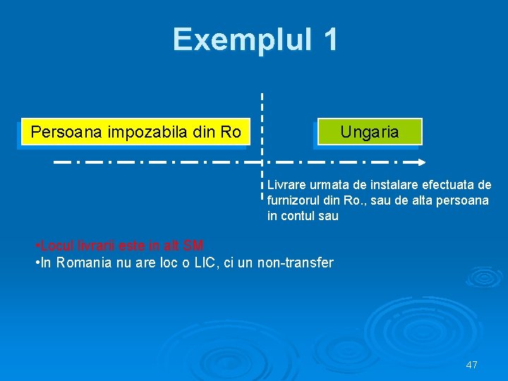 Exemplul 1 Persoana impozabila din Ro Ungaria Livrare urmata de instalare efectuata de furnizorul