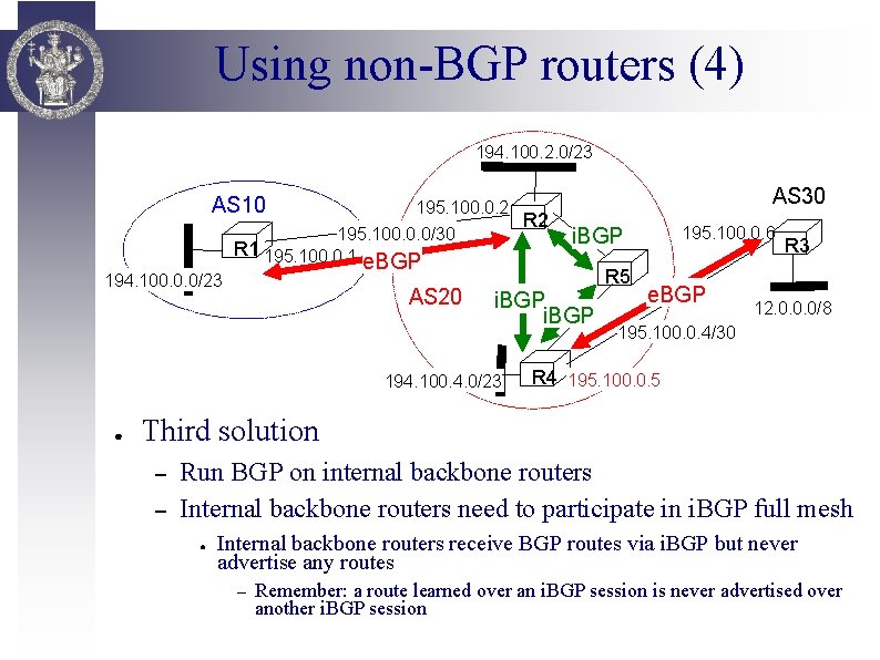 Using non-BGP routers (4) 194. 100. 2. 0/23 AS 30 AS 10 194. 100.
