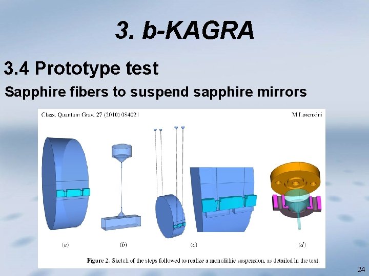3. b-KAGRA 3. 4 Prototype test Sapphire fibers to suspend sapphire mirrors 24 