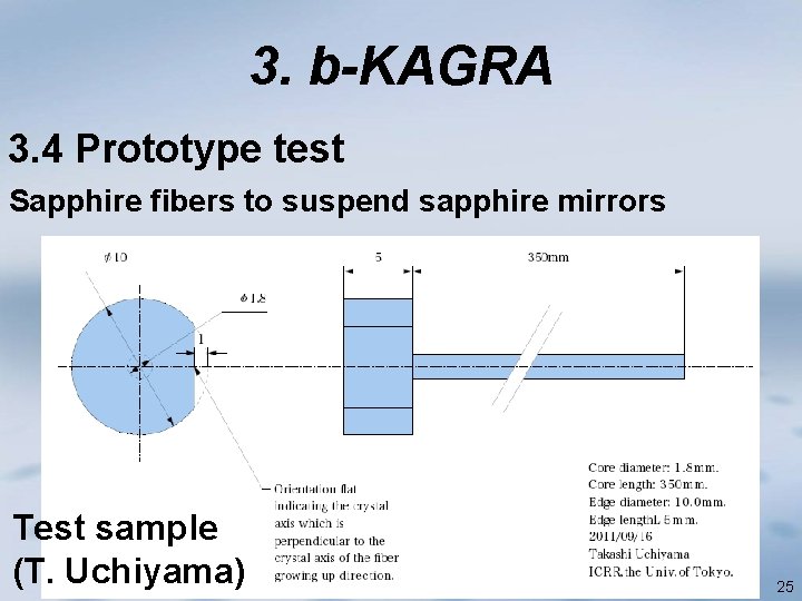 3. b-KAGRA 3. 4 Prototype test Sapphire fibers to suspend sapphire mirrors Test sample