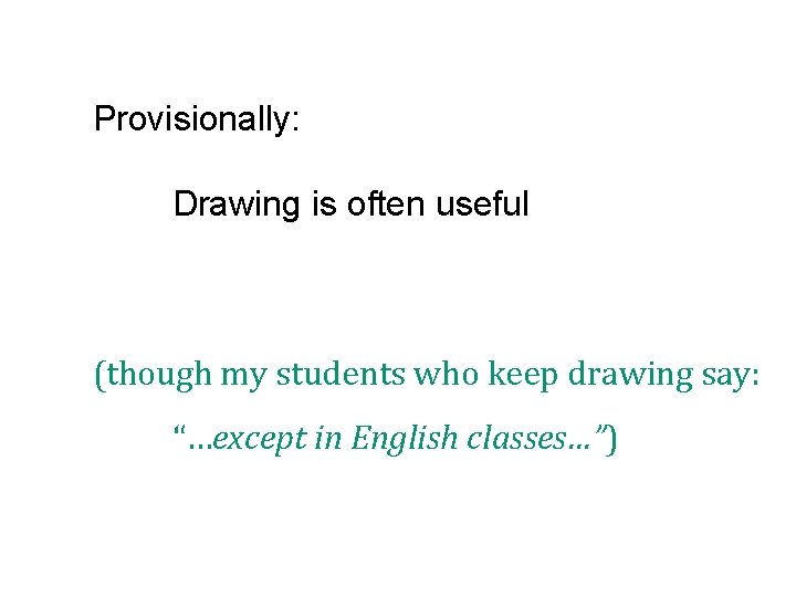 Provisionally: Drawing is often useful (though my students who keep drawing say: “…except in