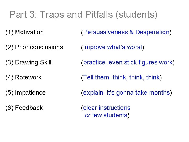 Part 3: Traps and Pitfalls (students) (1) Motivation (Persuasiveness & Desperation) (2) Prior conclusions