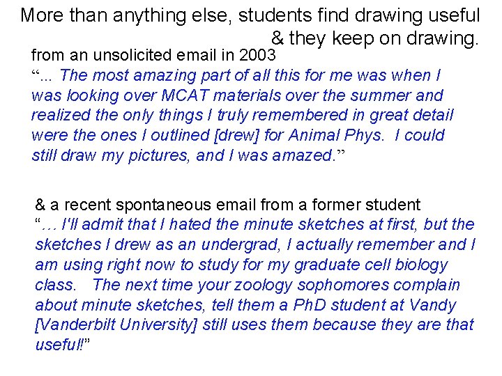More than anything else, students find drawing useful & they keep on drawing. from