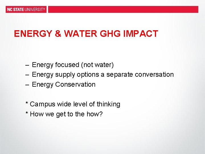 ENERGY & WATER GHG IMPACT – Energy focused (not water) – Energy supply options