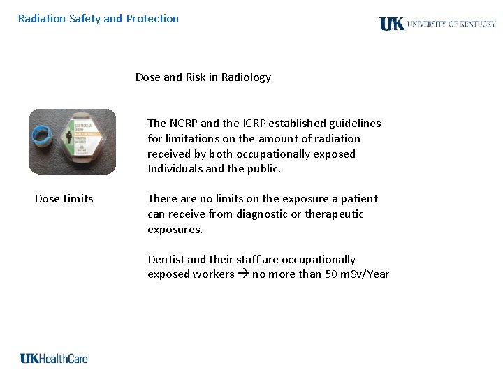 Radiation Safety and Protection Dose and Risk in Radiology The NCRP and the ICRP