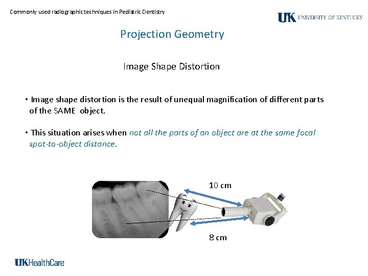 Commonly used radiographic techniques in Pediatric Dentistry Projection Geometry Image Shape Distortion • Image