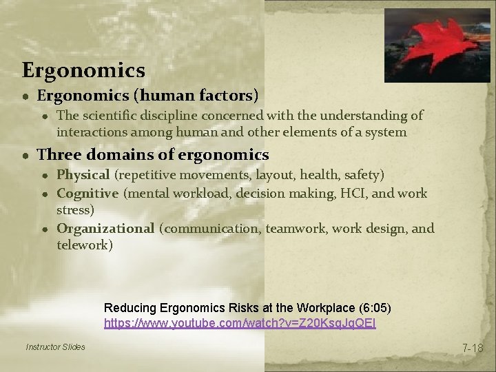 Ergonomics ● Ergonomics (human factors) ● The scientific discipline concerned with the understanding of