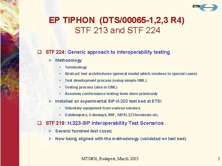 EP TIPHON (DTS/00065 -1, 2, 3 R 4) STF 213 and STF 224 q