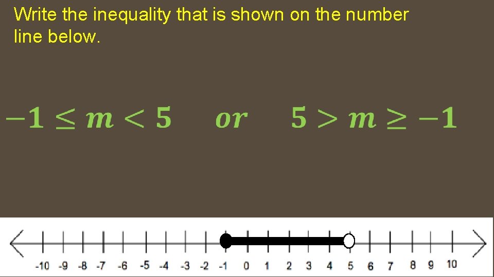 Write the inequality that is shown on the number line below. 