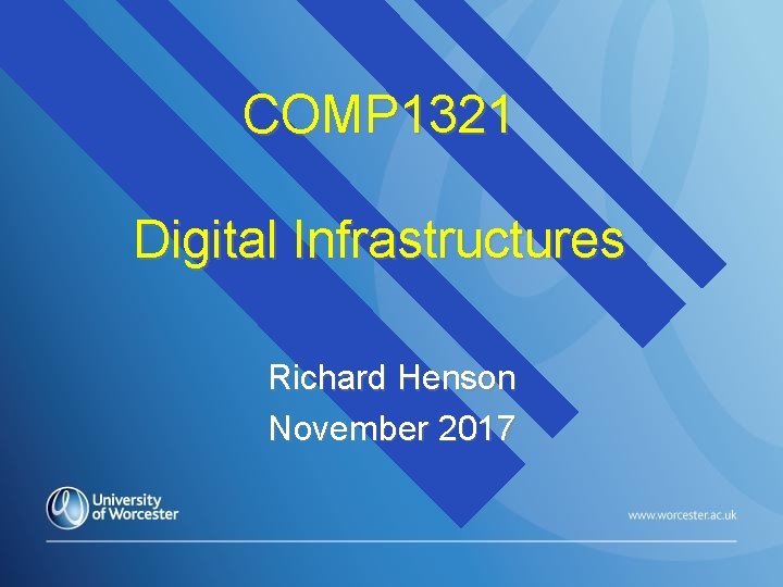 COMP 1321 Digital Infrastructures Richard Henson November 2017 