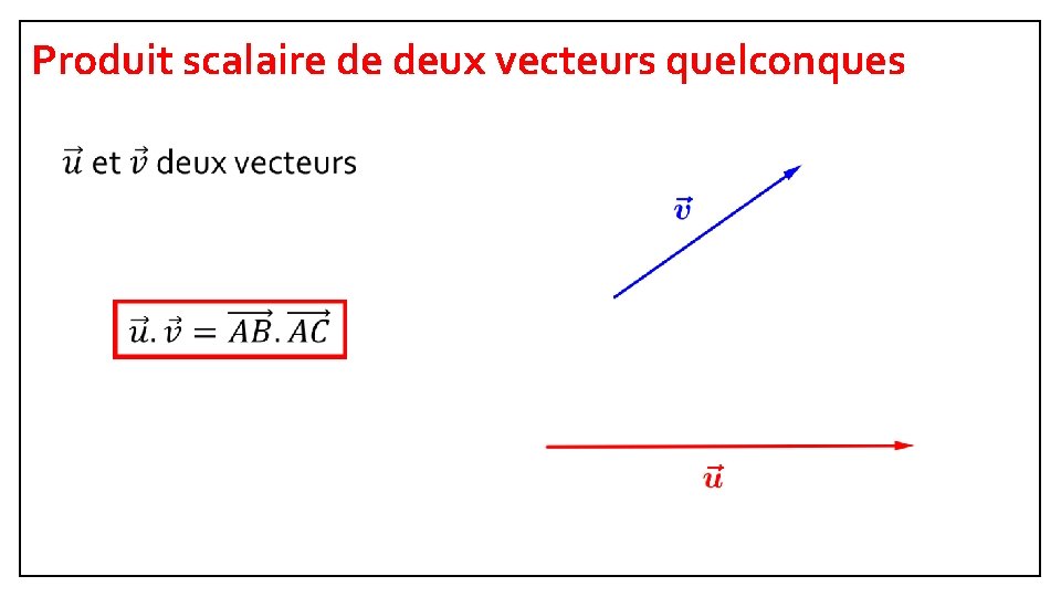 Produit scalaire de deux vecteurs quelconques 