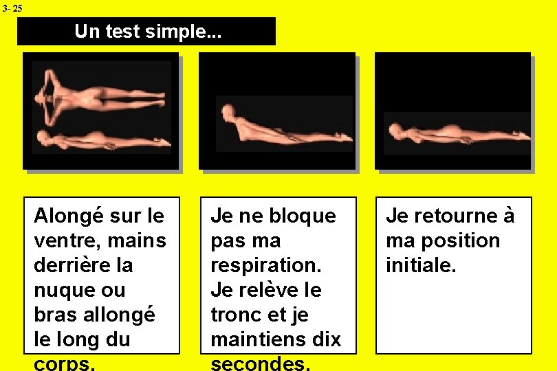 3 - 25 Un test simple. . . Alongé sur le ventre, mains derrière