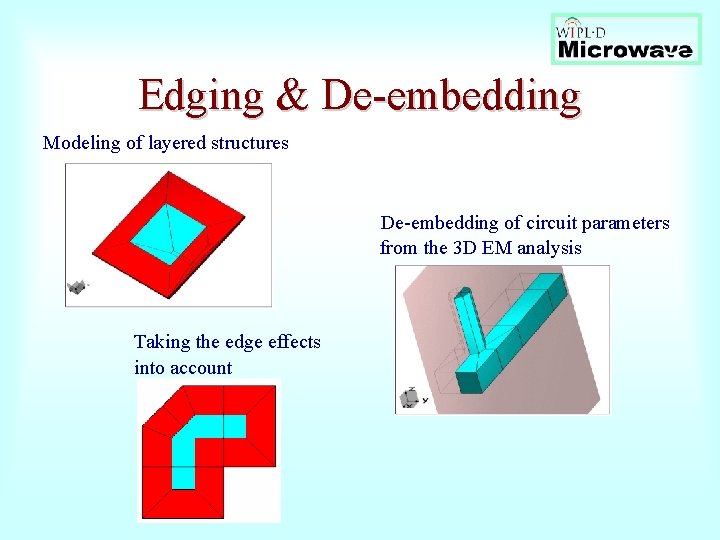 Edging & De-embedding Modeling of layered structures De-embedding of circuit parameters from the 3