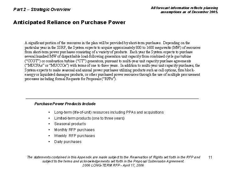 Part 2 – Strategic Overview All forecast information reflects planning assumptions as of December