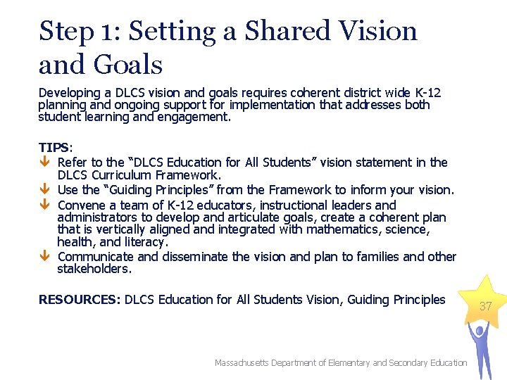 Step 1: Setting a Shared Vision and Goals Developing a DLCS vision and goals