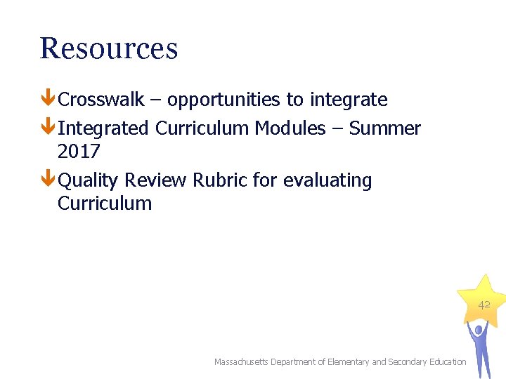Resources Crosswalk – opportunities to integrate Integrated Curriculum Modules – Summer 2017 Quality Review