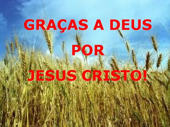 GRAÇAS A DEUS POR JESUS CRISTO! 