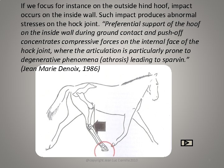 If we focus for instance on the outside hind hoof, impact occurs on the