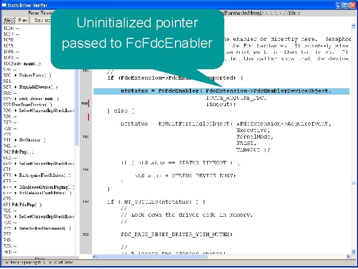 Uninitialized pointer passed to Fc. Fdc. Enabler 