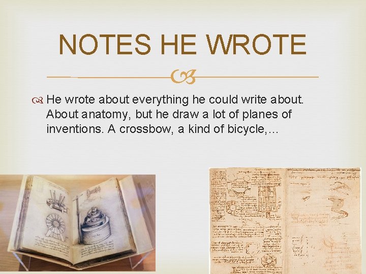 NOTES HE WROTE He wrote about everything he could write about. About anatomy, but