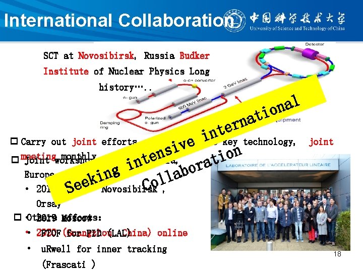 International Collaboration SCT at Novosibirsk, Russia Budker Institute of Nuclear Physics Long history…. .