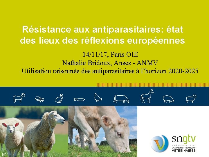 Résistance aux antiparasitaires: état des lieux des réflexions européennes 14/11/17, Paris OIE Nathalie Bridoux,