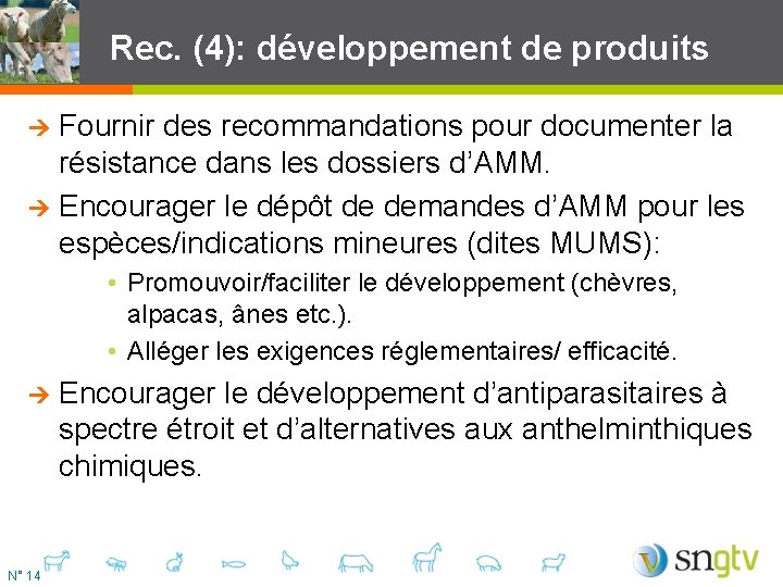 Rec. (4): développement de produits Fournir des recommandations pour documenter la résistance dans les