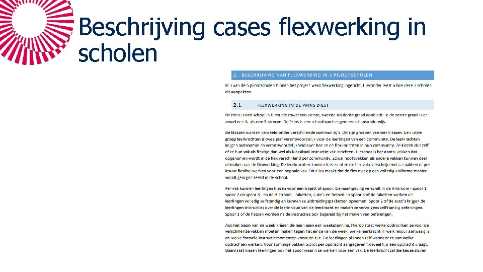 Beschrijving cases flexwerking in scholen 