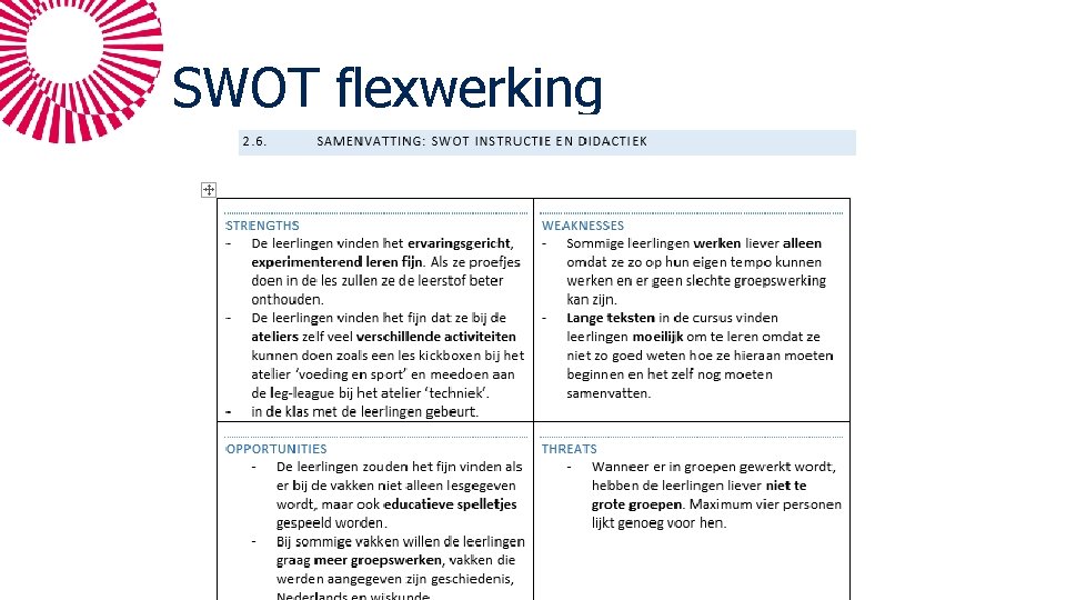 SWOT flexwerking 