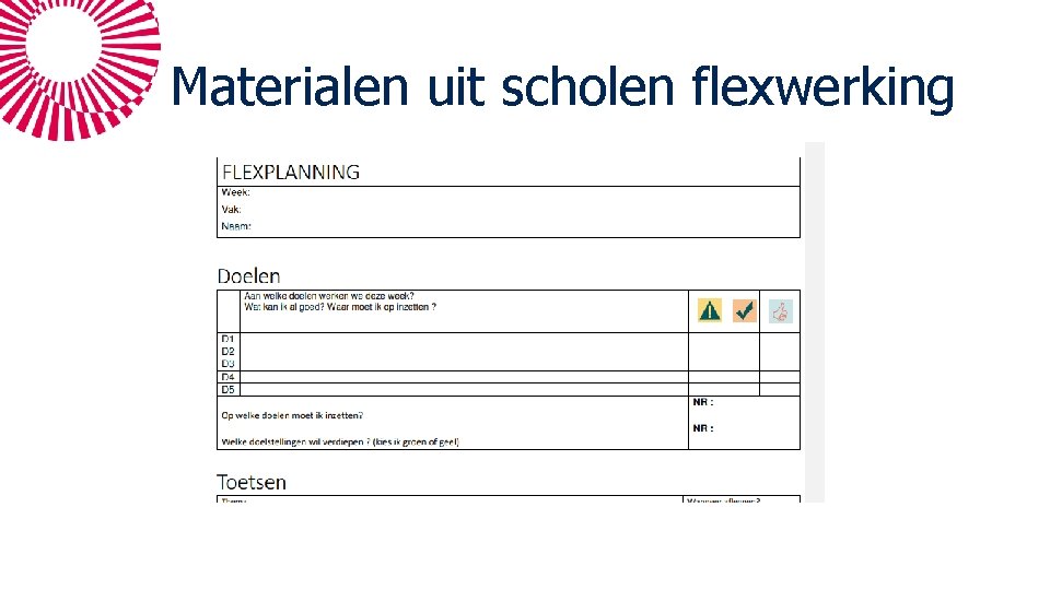 Materialen uit scholen flexwerking 