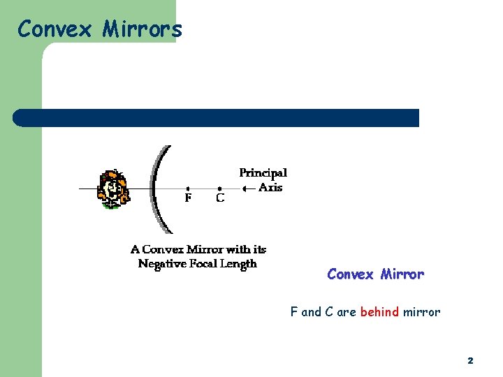 Convex Mirrors Convex Mirror F and C are behind mirror 2 