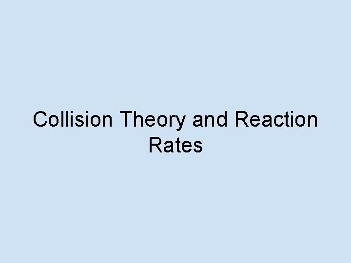 Collision Theory and Reaction Rates 