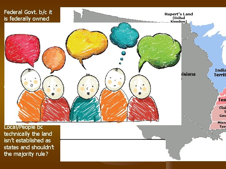Federal Govt. b/c it is federally owned land? *How should this land be divided?