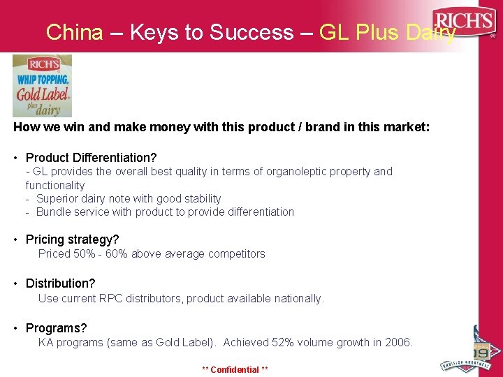 China – Keys to Success – GL Plus Dairy How we win and make