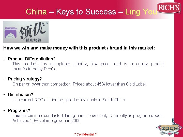 China – Keys to Success – Ling You How we win and make money