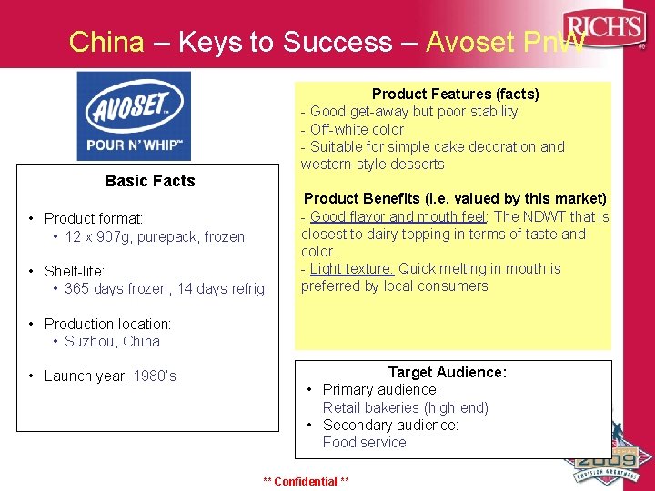 China – Keys to Success – Avoset Pn. W Product Features (facts) - Good China – Keys to Success – Avoset Pn. W Product Features (facts) - Good
