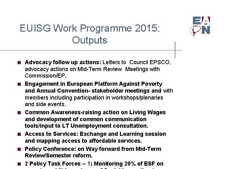 EUISG Work Programme 2015: Outputs < Advocacy follow up actions: Letters to Council EPSCO,