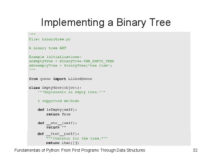 Implementing a Binary Tree Fundamentals of Python: From First Programs Through Data Structures 32