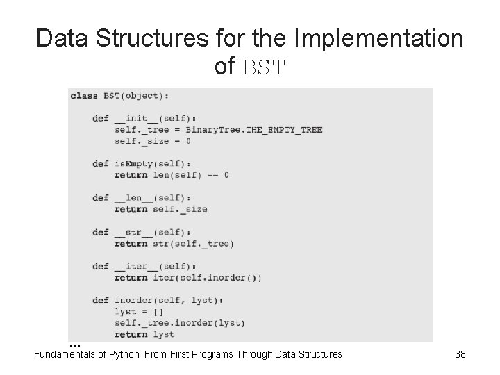 Data Structures for the Implementation of BST … Fundamentals of Python: From First Programs
