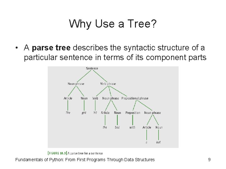 Why Use a Tree? • A parse tree describes the syntactic structure of a