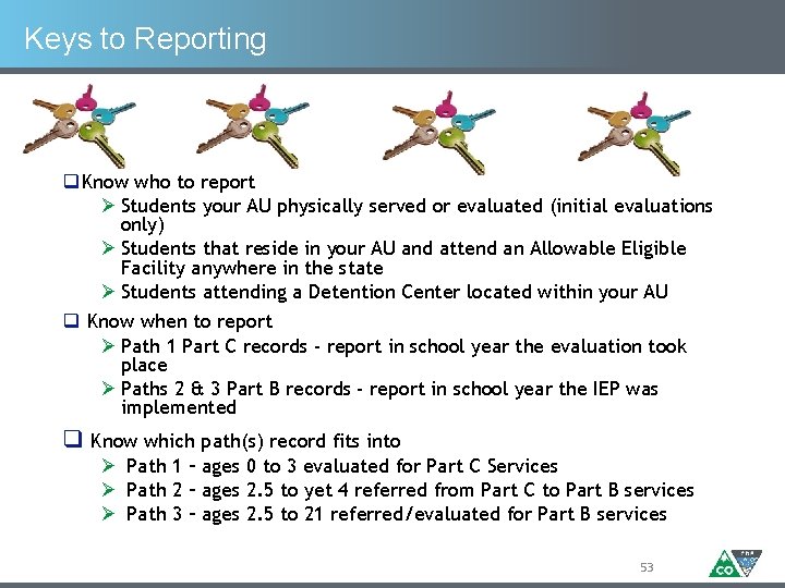 Keys to Reporting q q Know who to report Ø Students your AU physically