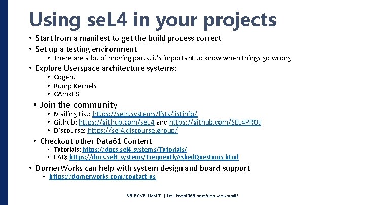 Using se. L 4 in your projects • Start from a manifest to get
