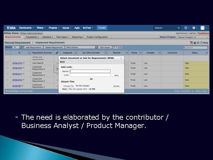  The need is elaborated by the contributor / Business Analyst / Product Manager.