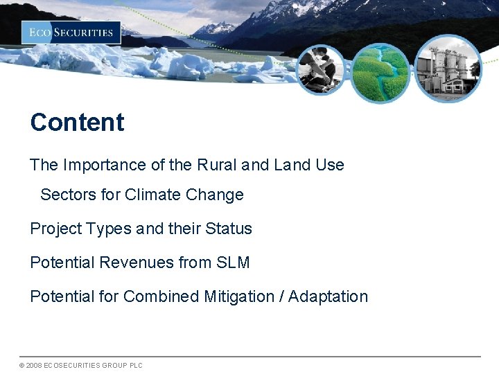 Content The Importance of the Rural and Land Use Sectors for Climate Change Project